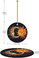 Vista 2 de Adornos colgantes de cerámica con sol dorado, colgantes de bolsa para mujer, decoración de interiores de automóvil, colgantes de árbol de Navidad