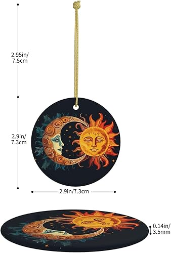 Miniatura 2 de Adornos colgantes de cerámica con sol dorado, colgantes de bolsa para mujer, decoración de interiores de automóvil, colgantes de árbol de Navidad