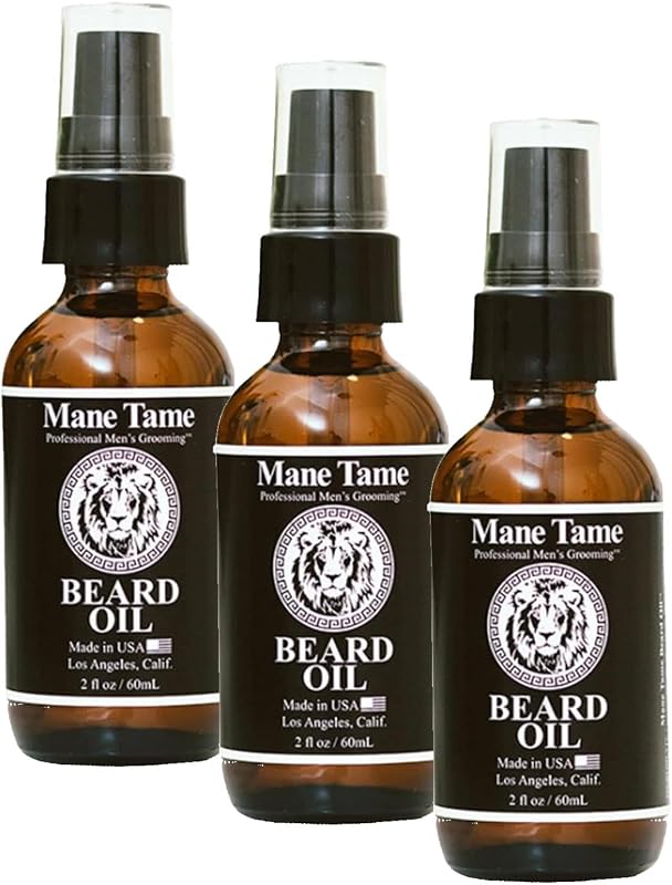 Óleo para Barba Mane Tame Professional Men's Grooming com Óleo de Cânhamo Orgânico, Frasco com Dosador, 60 mL, Pacote com 3