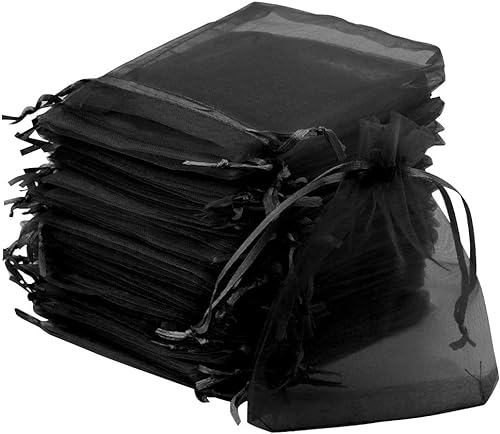 Miniatura 8 de 50 bolsas de organza de 3.54 x 4.33 pulgadas (3.5 x 4.3 in) de satén con cordón de organza, bolsa de regalo para boda, fiesta, bolsa de regalo, 10