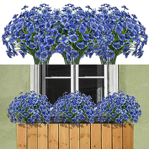 maoodoo 15 paquetes de flores artificiales para exteriores, resistentes a los rayos UV, plantas de seda falsas, arbustos de plástico para exteriores, porche, ventana, jardín, hogar, decoración