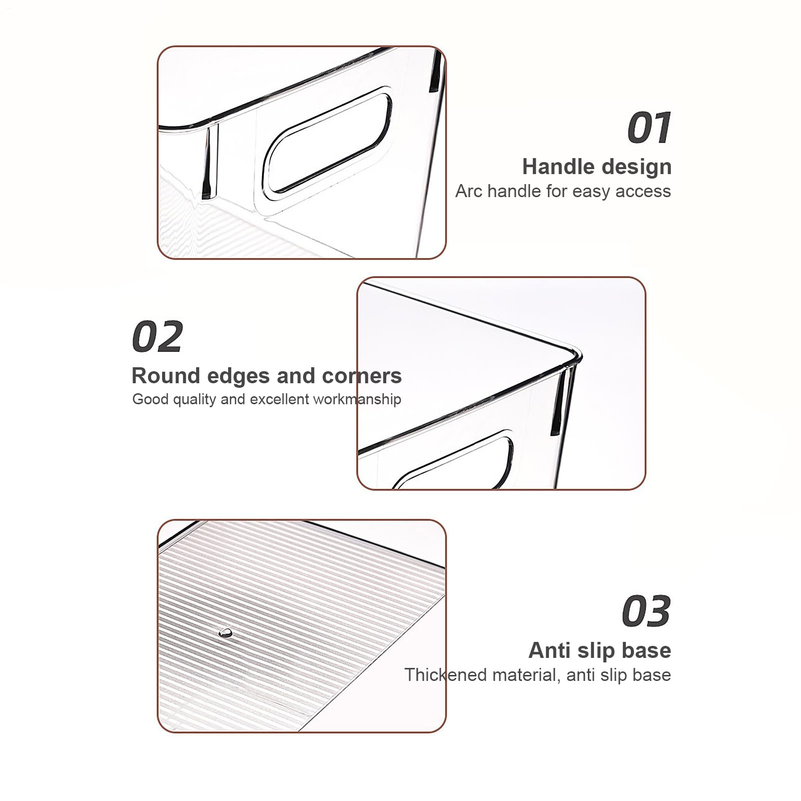 Bins Clear Kitchen Organizer - Scatola portaoggetti impilabile da 11,3x7 | 6x6,3 pollici, contenitore con coperchio in legno, organizer per nevi trasparenti | Fornitura di scatole multifunzione