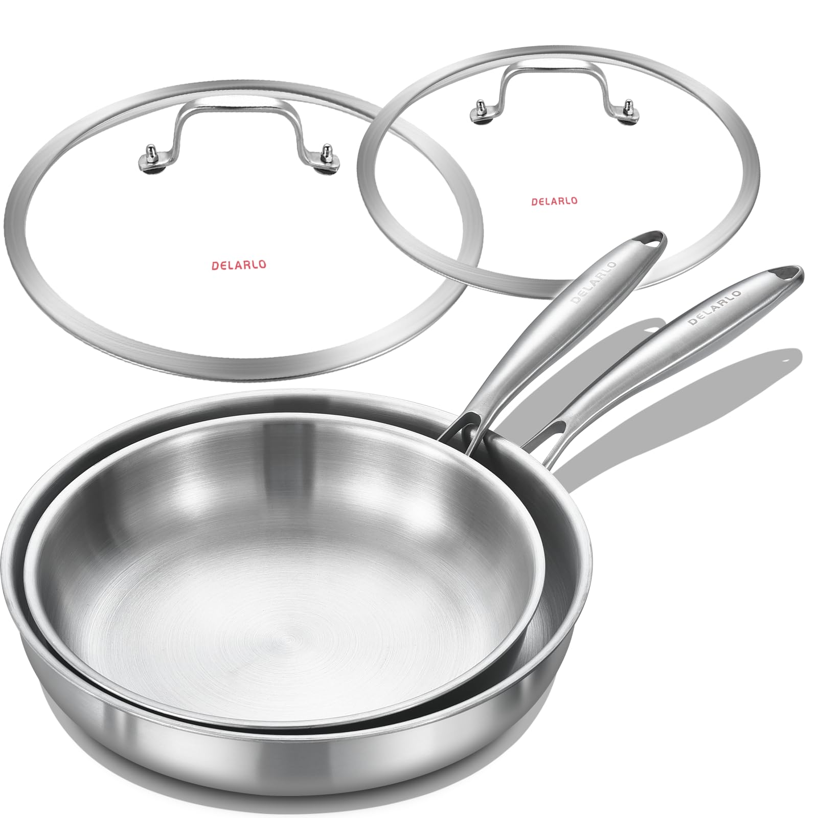 DELARLO Tri-ply Stainless Steel Frying Pan Set