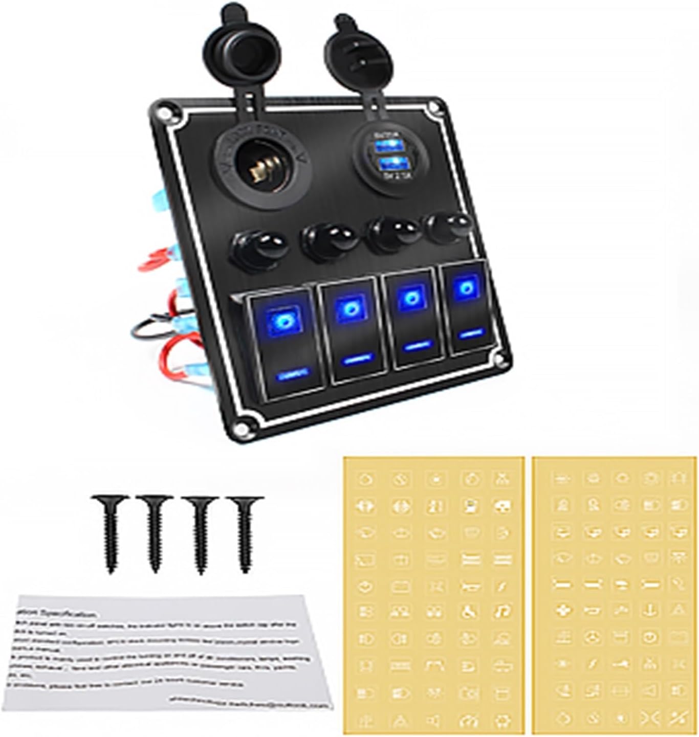 1-4 Gang Kippschalter Panel 12V USB Auto Boot Marine RV Lkw Blaue LED Styling Zubehör Marine Wippschalter Universal 34 1-4 Gang Kippschalter Panel 12V USB Auto Boot Marine RV Lkw Blaue LED Styling Zubehör Marine Wippschalter Universal 34