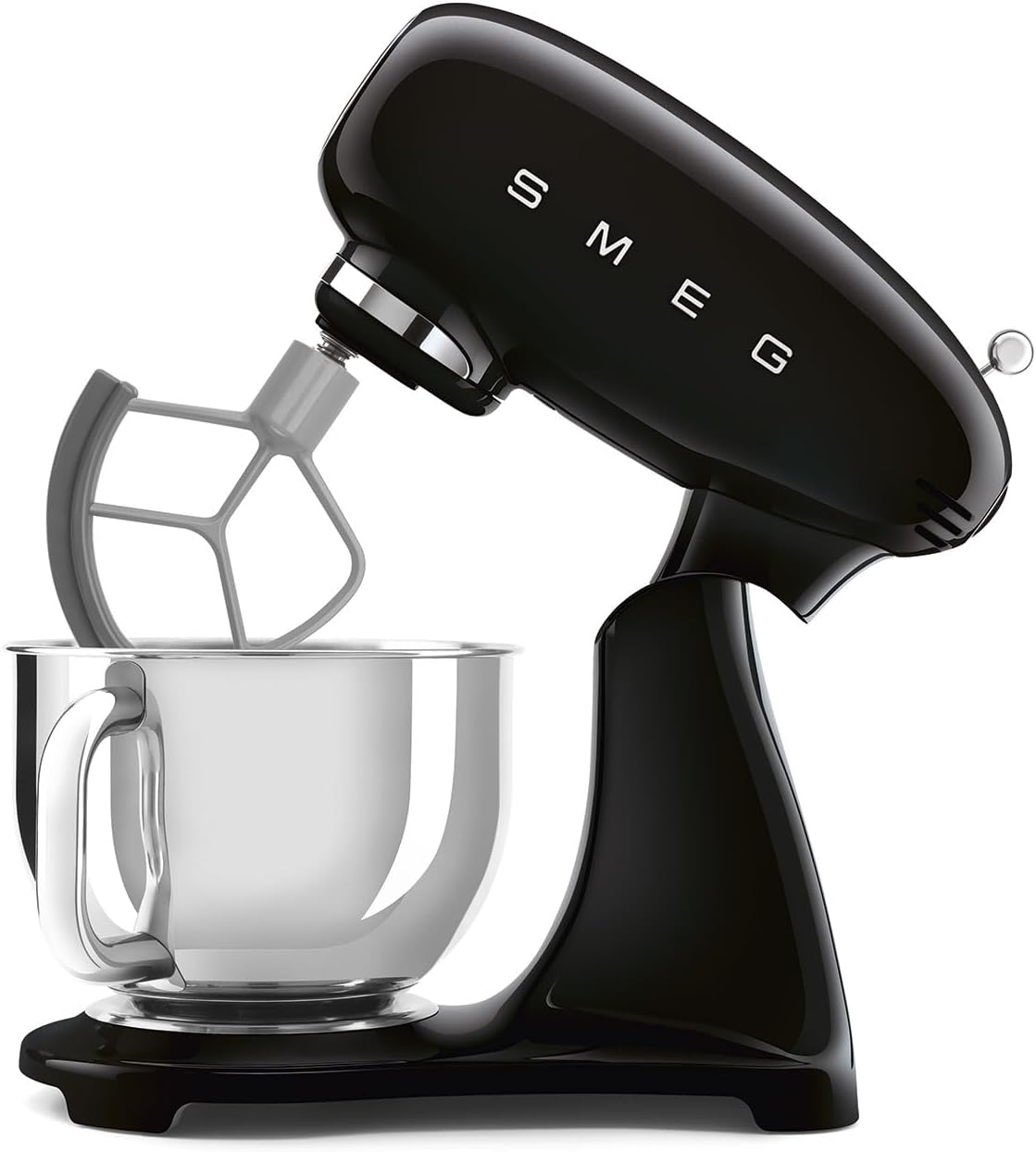 SMEG SMF05 Forte 5-Qt Stand Mixer with 750W Motor, Smooth Start & SteadyMix, Flex Edge Beater, 10 Speeds, Stainless Steel Bowl – Retro 50’s Style Planetary Mixer for Dough, Baking & Desserts-Black