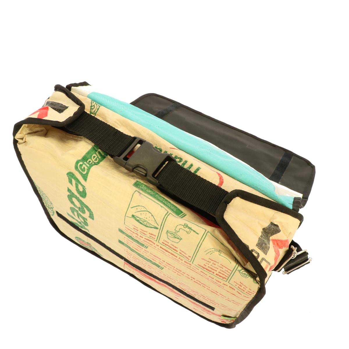 MoreThanHip Einzelne Fahrradtasche/Laptop-Tasche Einzelpacktasche aus recycelten Zementsäcken - Vannak - für Fahrrad und E-Bike - Upcycling - Nachhaltig - Öko - Vegan (Elefant)