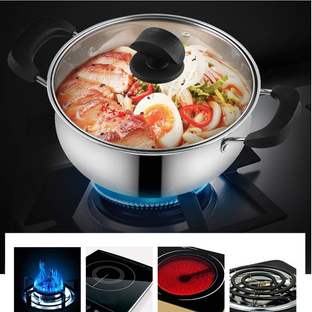 Stockpot 304 Sopa de Acero Inoxidable Olla de Gas para Gas de Gas de inducción de inducción Bota de Oreja Caliente Martillo de Orejas Desayuno freír sartén