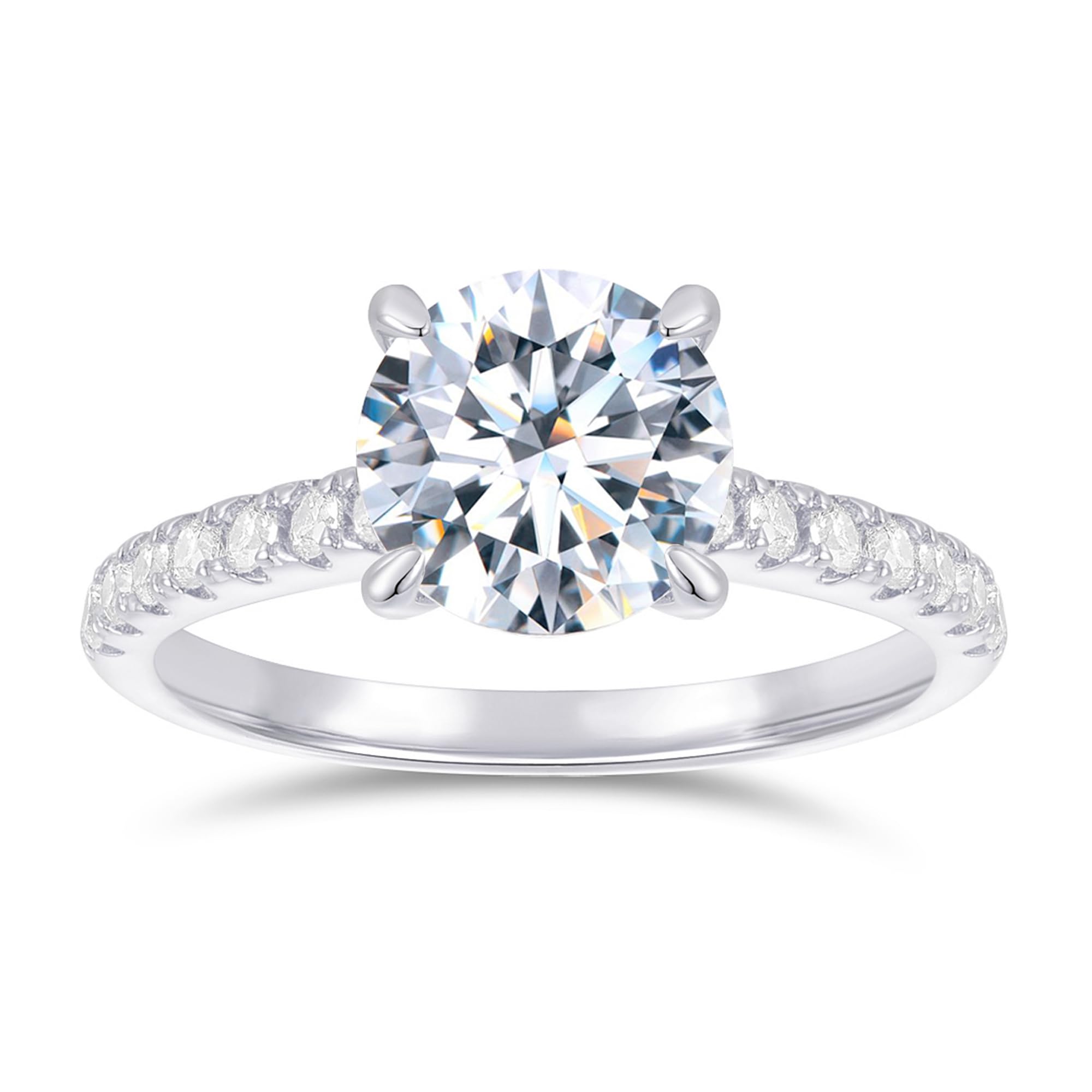 14K White Gold Moissanite Hidden Halo Ring