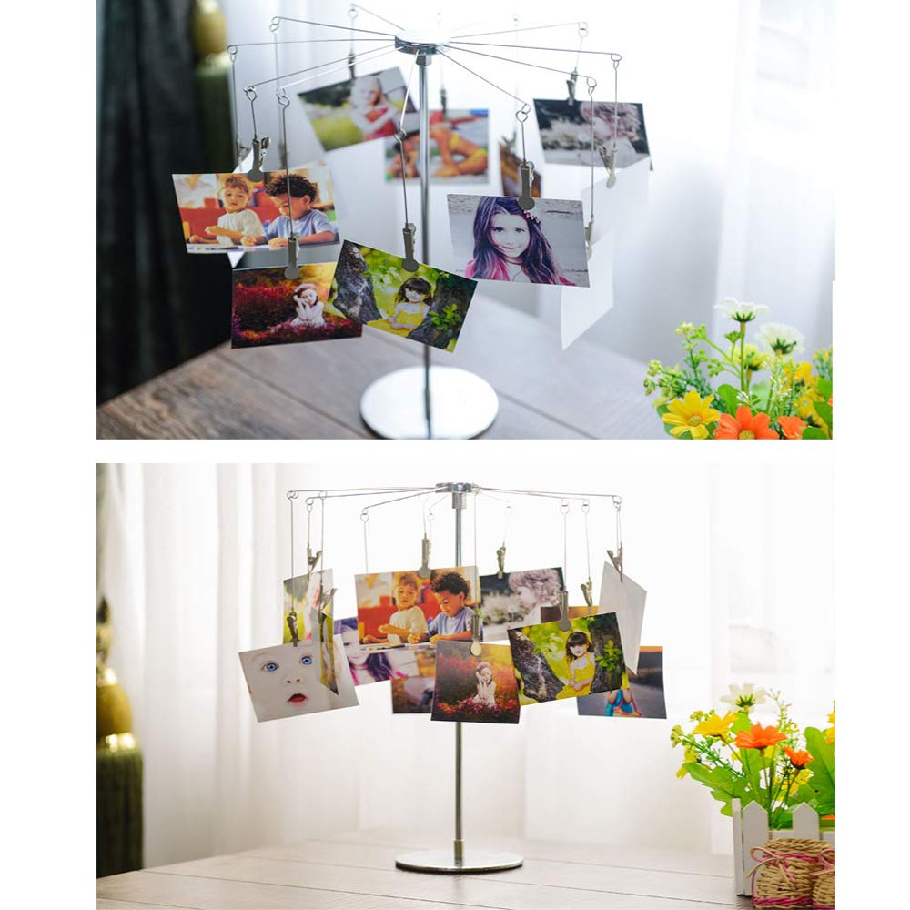 Desktop Fotohalter mit Clips Postkarte Geschenk Karte Bild Display Ständer Dekor Foto Baum für Tisch Karussell Romantisches Design plattiertem Draht und 12 Metall