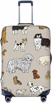 Dogs Blue Background Luggage Suitcase Covers Elastic Washable Cute Puppy Luggage Protector Travel Suitcase Protective Cover For Kid And Adult,, Dog #09, L Fit 25-28 Inch Luggage