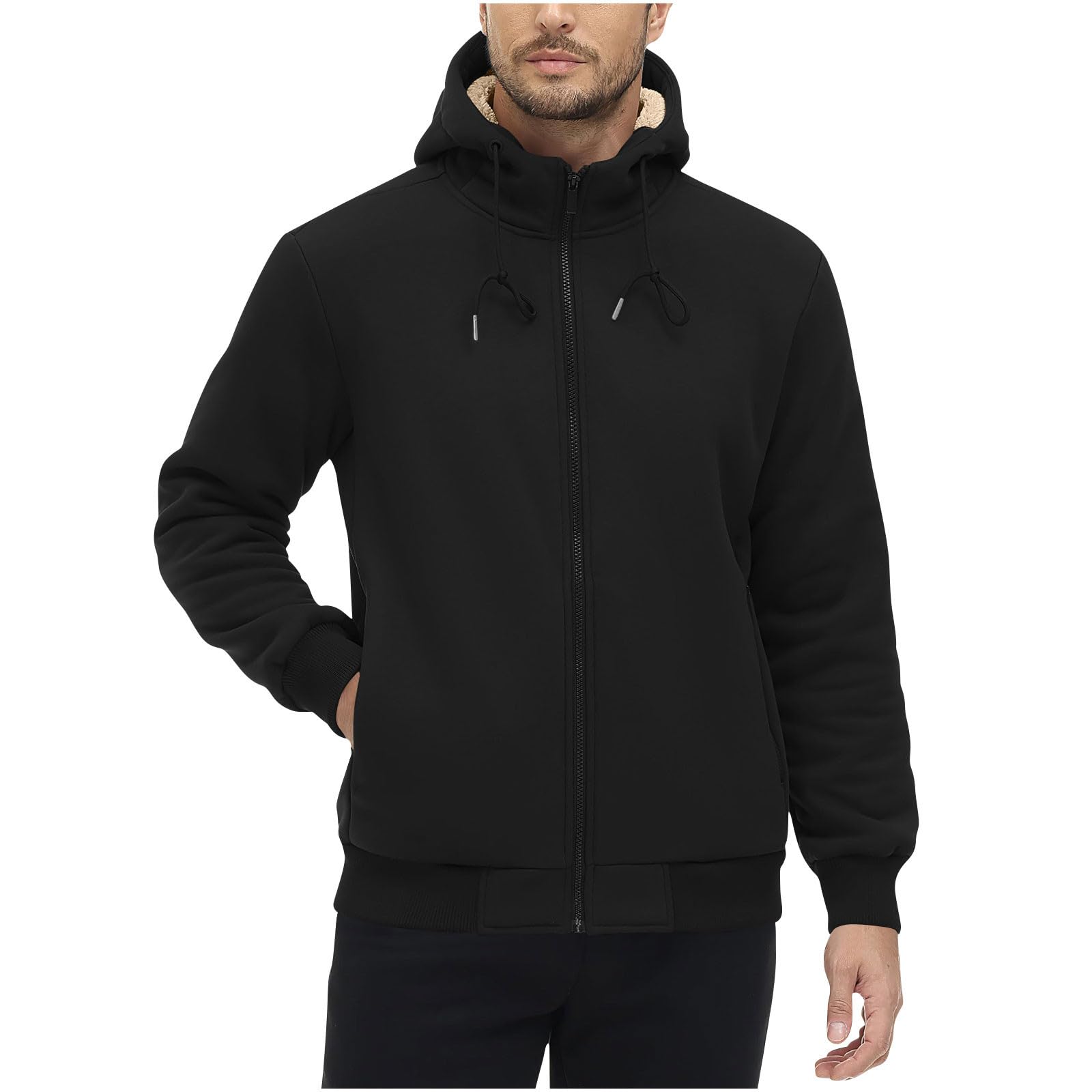 Générique Sweat à Capuche Homme Veste Polaire Chaude et Épaisse Hoodie Sweatshirt Hiver Manches Longues Pull Homme Polaire Chaud Sweats à Capuche Casual avec Poche pour Hiver et Automne Vetement