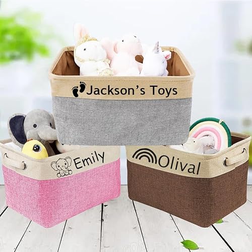 Miniatura 2 de Cesta de almacenamiento de juguetes personalizada para niños con nombre, cajas organizadoras de almacenamiento de juguetes personalizadas para