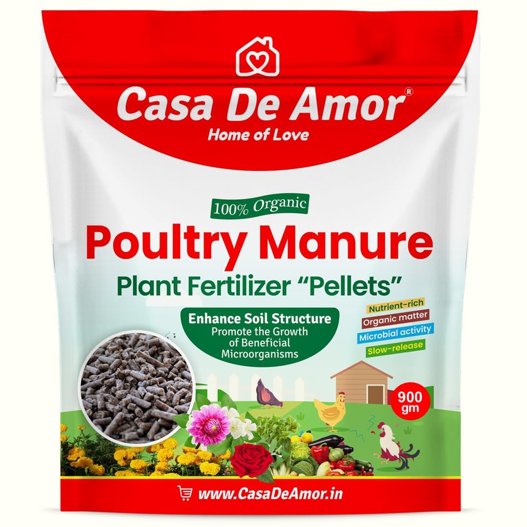 Poultry Manure Organic Fertilizer Pellets | Nutrient-Rich & Sustainable Plant Booster | Ideal for All Types of Gardening | 900 gm (Pack of 1)