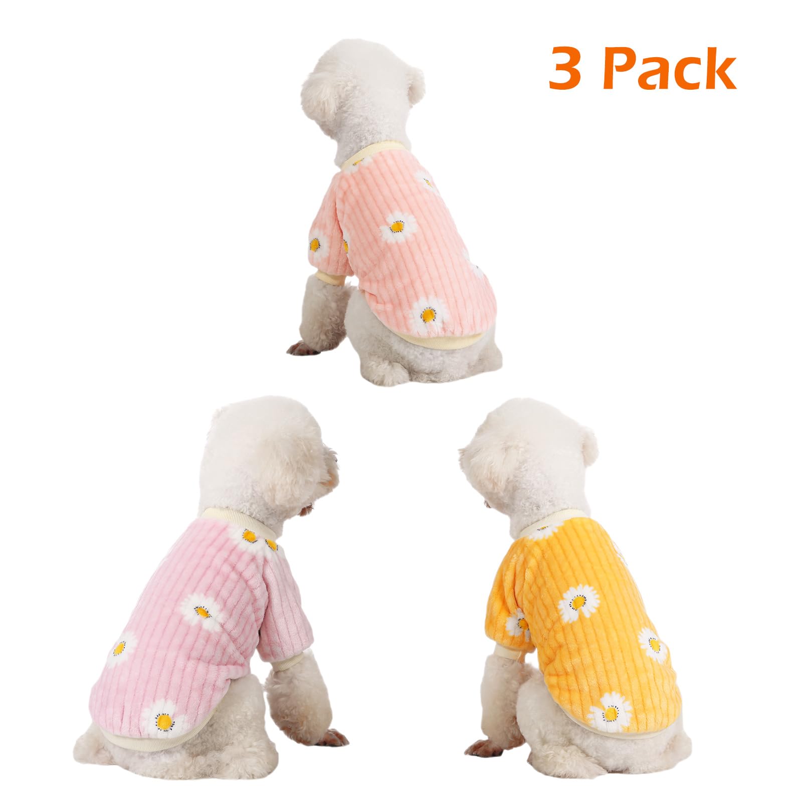 Hundepullover, 3er-Pack, Hundepullover für kleine Hunde, Mädchen und Jungen, ultraweicher und warmer Welpenpullover, Hundemantel für den Winter und Weihnachten (XXS, Rosa + Dy Purple+Dy