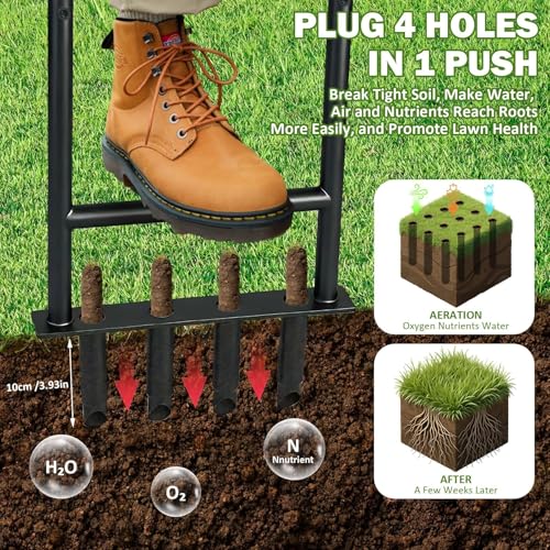 Manual Lawn Aerator Tool, Heavy Duty Detachable Iron Grass Aerator miniatura 5