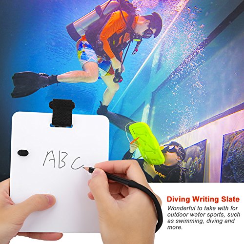Diving Writing Slate Board, Diving Dive Writing Slate Portable Sports Diving Board with Swivel Clip and Graphite Pencil for Diving Swimming Accessory