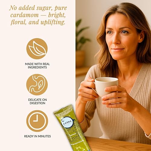 Miniatura 7 de Bagan of Aarna Instant Cardamom Chai, mezcla de té especiado totalmente natural, auténtico polvo de chai con sabor natural, hace 10 tazas (sin