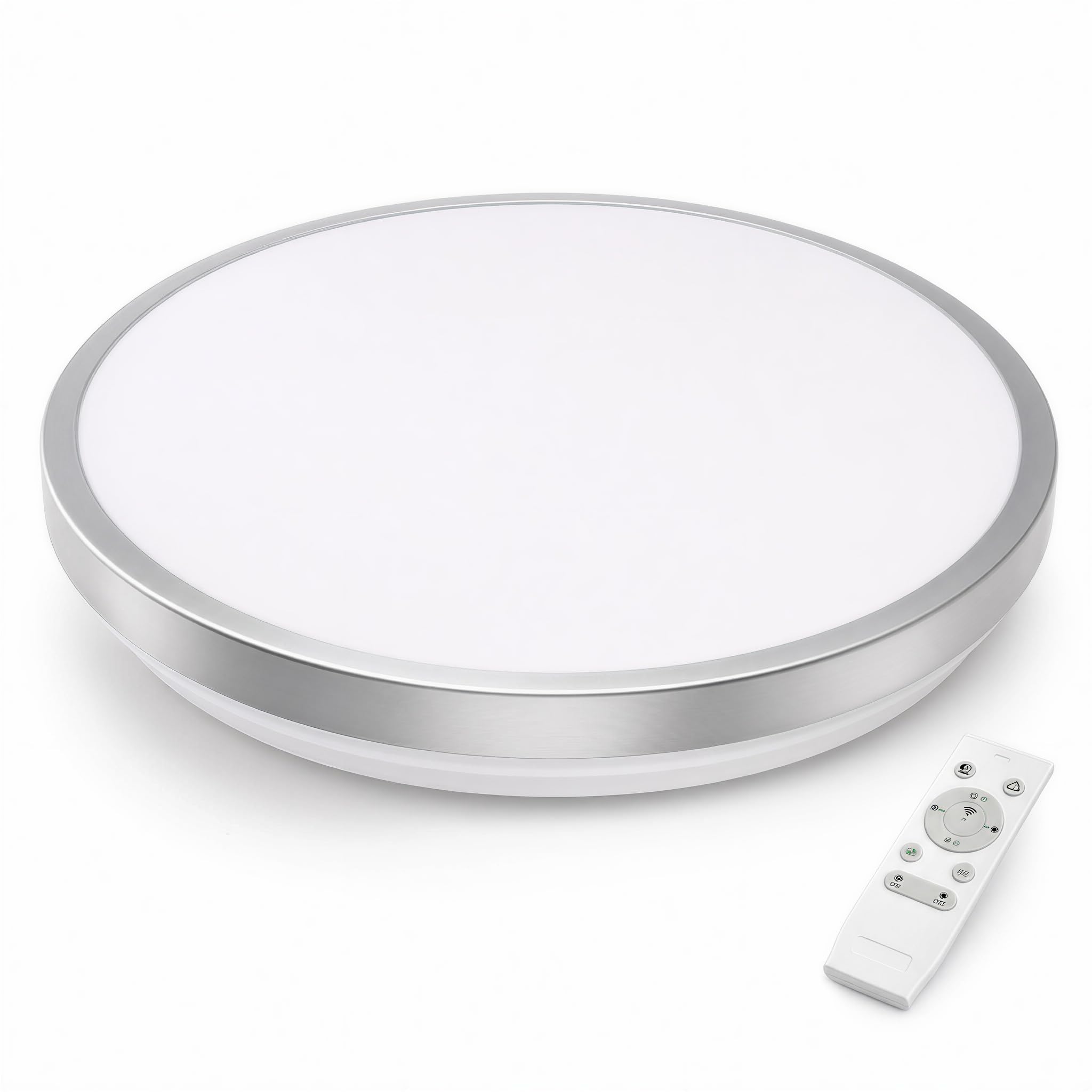Lámpara de techo LED altavoz Bluetooth y Mando a Distancia | 24W, 40cm, Plateado, RGB, Regulable, 3000-6500K, Altavoz Bluetooth: ideal para el Salón, el Dormitorio y la Cocina