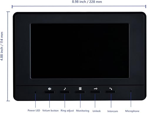 Miniatura 5 de AMOCAM Sistema de video portero, timbre de video de 7 pulgadas, sistema de teléfono de puerta, video con cable, cámara HD, intercomunicador de doble