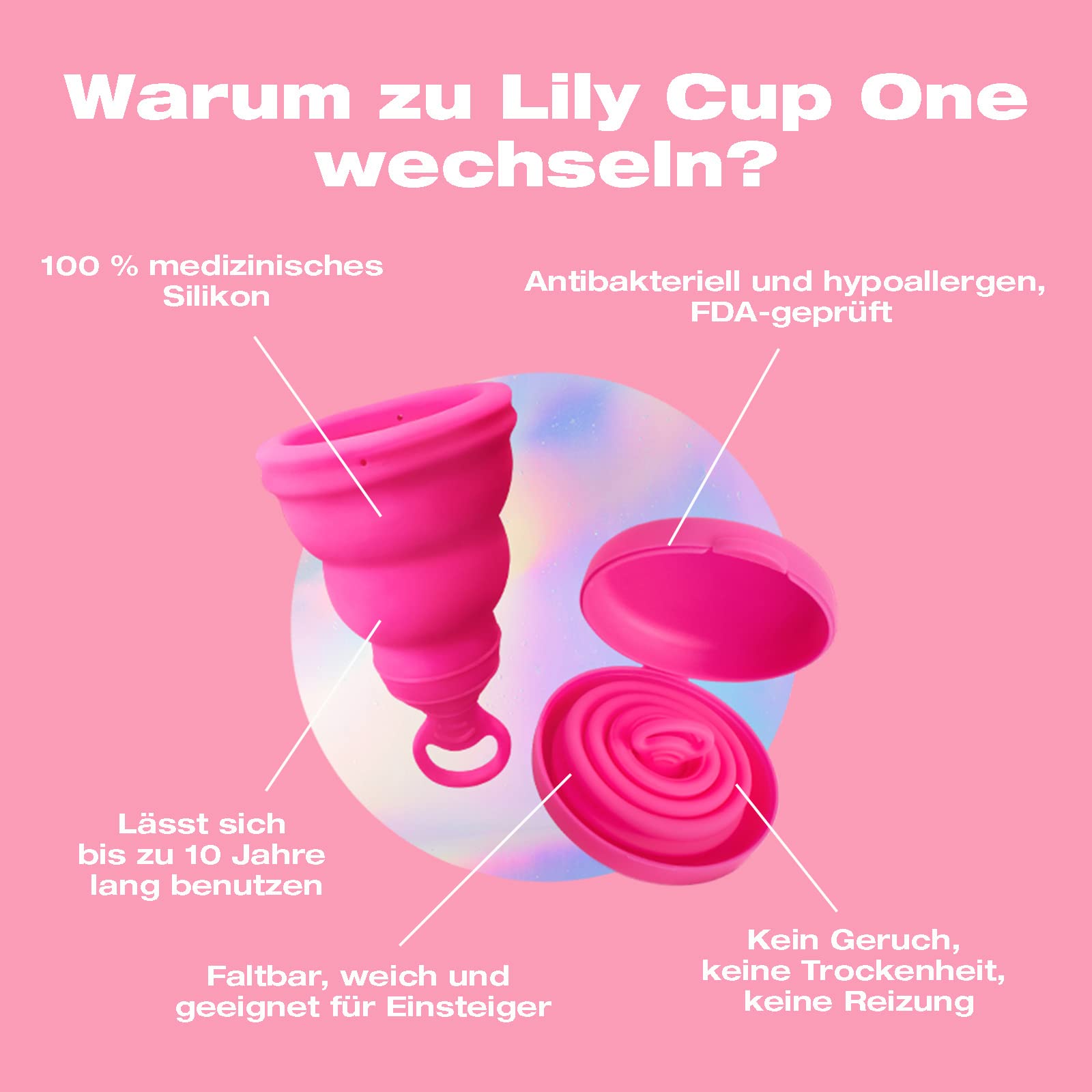 INTIMINA Lily Cup One faltbare Menstruationstasse für Anfängerinnen, Menstruationstasse für Teens