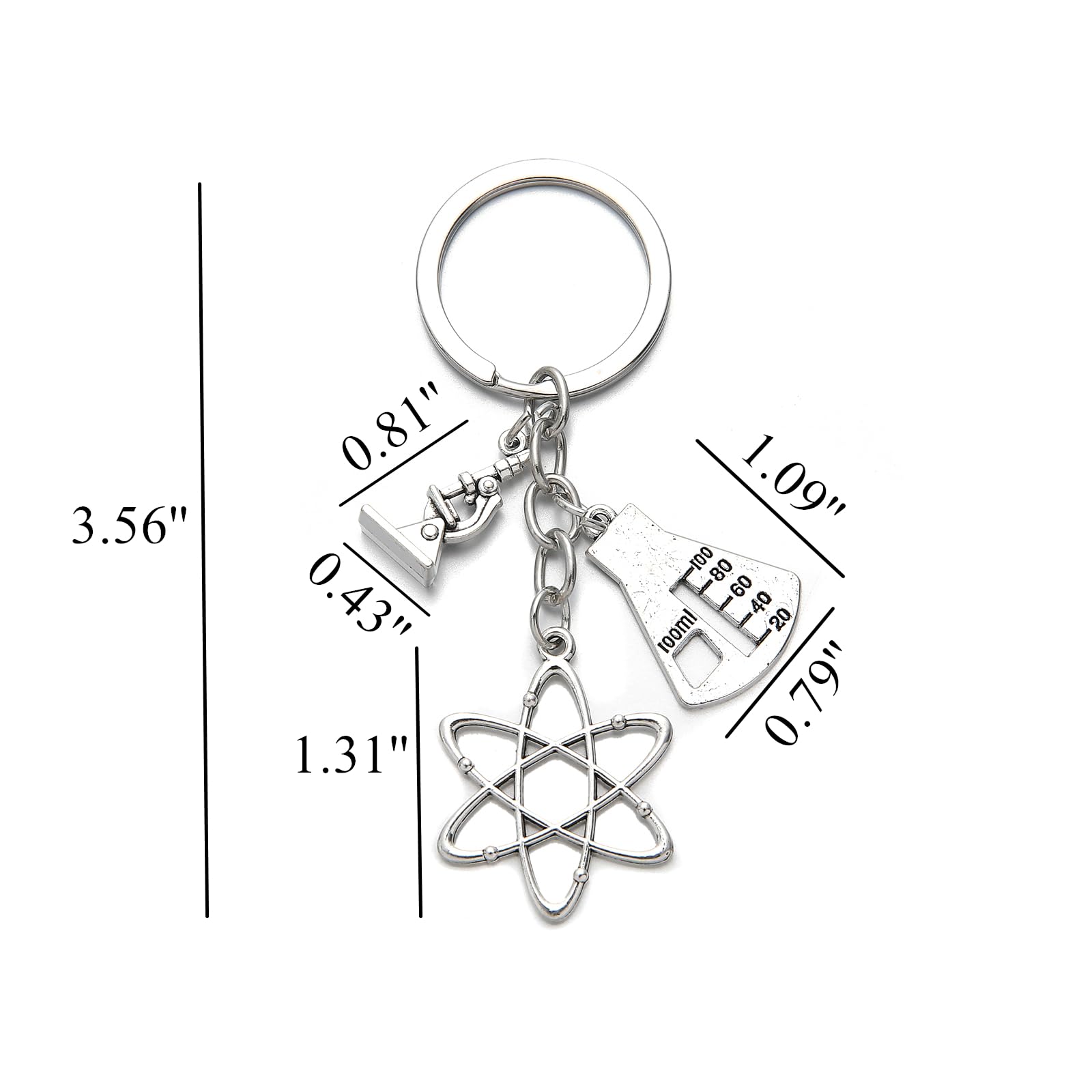 PHAETON 20PCS Science Symbol Keychain Atom Microscope Key Chain Biology Chemistry Teacher Gift Keyring Science Lovers Chemist Gift