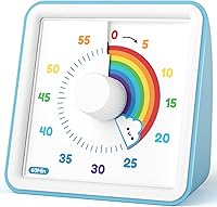 LIORQUE Rainbow Visual Timer for Kids - 60 Min Silent Countdown Timer, Classroom Kitchen Pomodoro Timer, Batteries Included