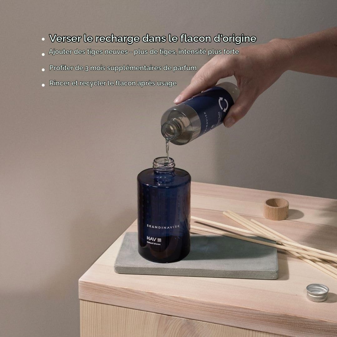 Skandinavisk Skog Recharge pour diffuseur de Parfum Forest avec 8 roseaux, durée de Vie + 3 Mois Notes : Aiguilles de pin et Pommes de Sapin, sève de Bouleau et muguet 200 ML