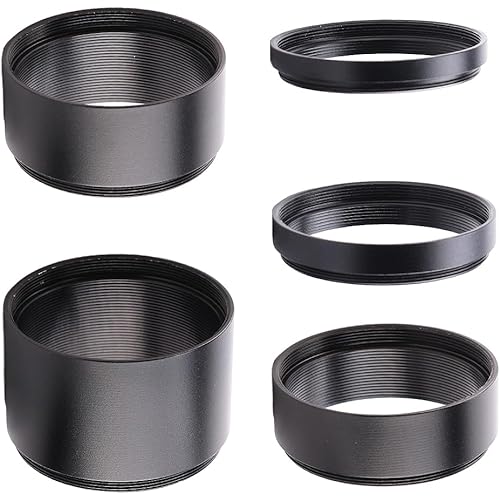 M48 2-Inch Extension Tube Kit — 5/7/15/20/30mm Rings — M48×0.75 Male & Female Threads — for DSLR/SLR Backfocus, Flatteners & Eyepieces — 5-Ring Set