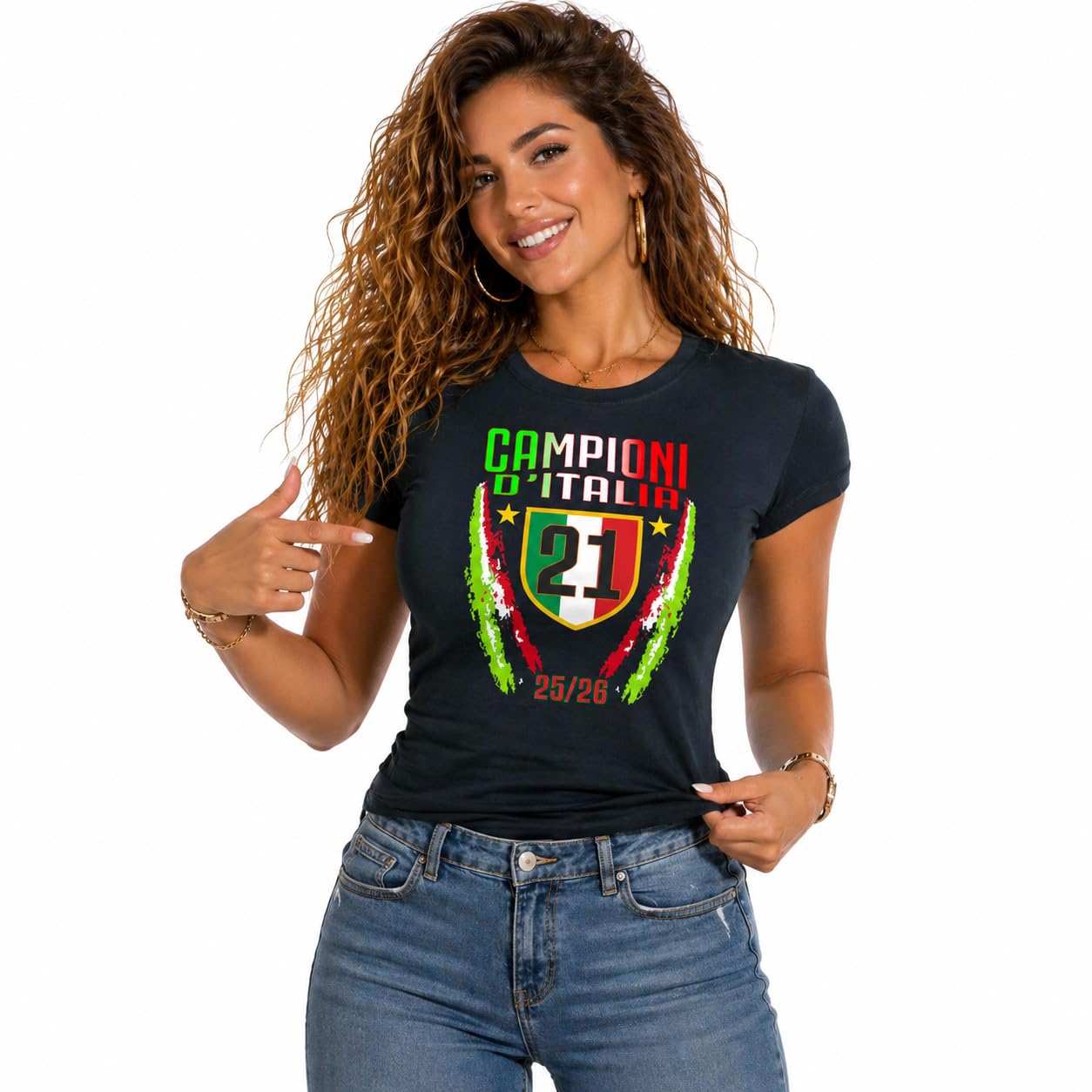 T-Shirt Donna Internazionale Campione d’Italia 2025/2026 – 21 Scudetti Biscione – PS 28870-INT-MIX