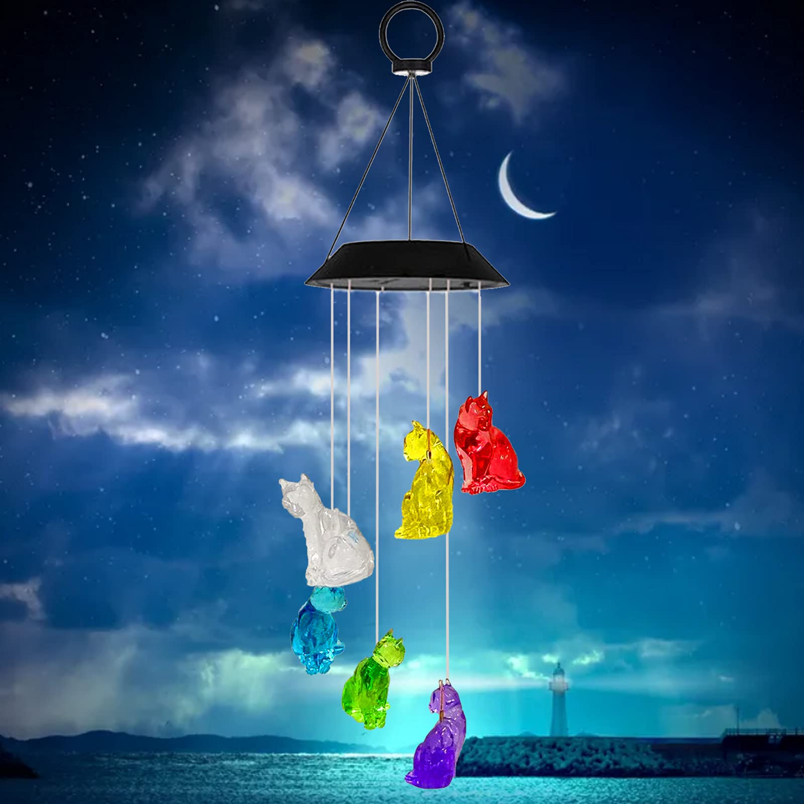 Campanelli A Vento Solari Per Esterni Con Forma Di Cane E Luci LED Che Cambiano Colore - Regalo Per Giardino, Terrazza, Balcone