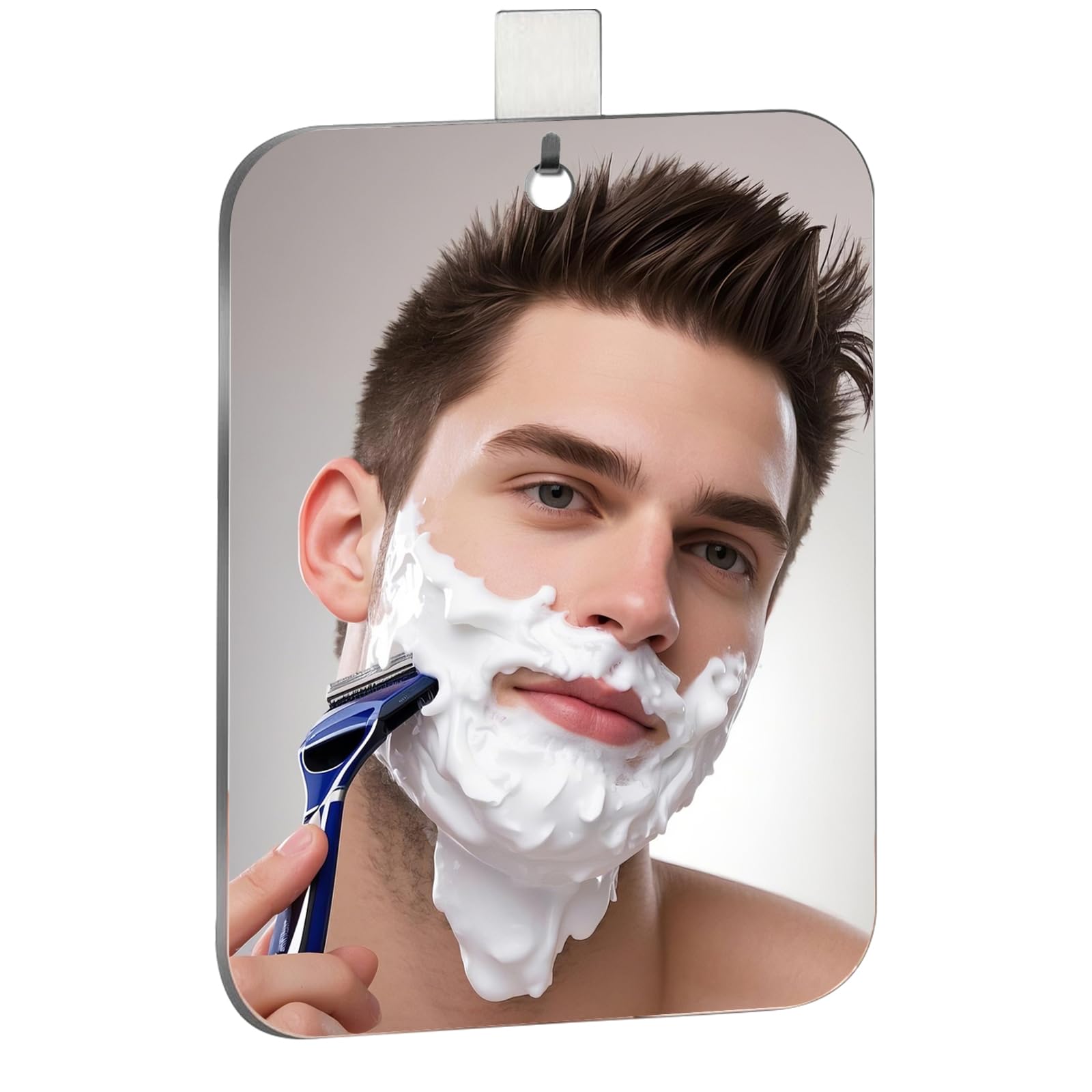 WNJLXLGDGO Shower-Mirror(Large 9.8 * 7.9in), Shaving Mirror, Portable Travel Makeup Mirror, Durable Acrylic Wall-Mounted Handheld Mirror, shatterproof, Suitable for Camping or Storage