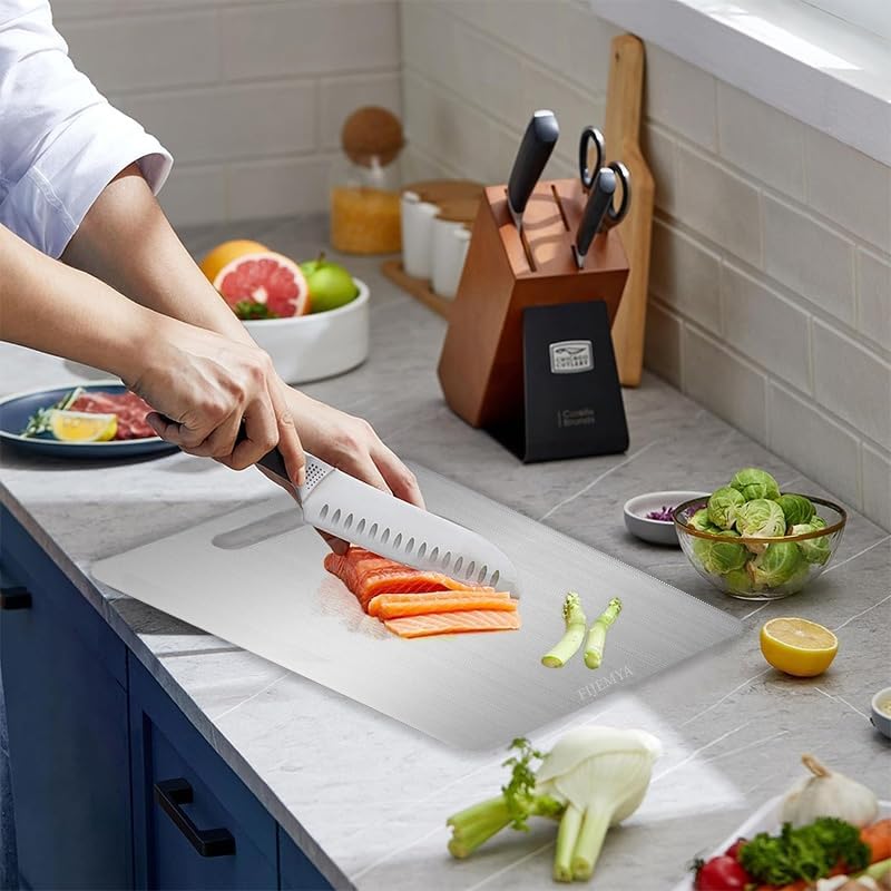 Miniatura 6 de Katuchef Tabla de cortar de titanio para cocina, tablas de cortar de titanio puro Katu Chef, tabla de cortar de titanio no tóxica de doble cara para