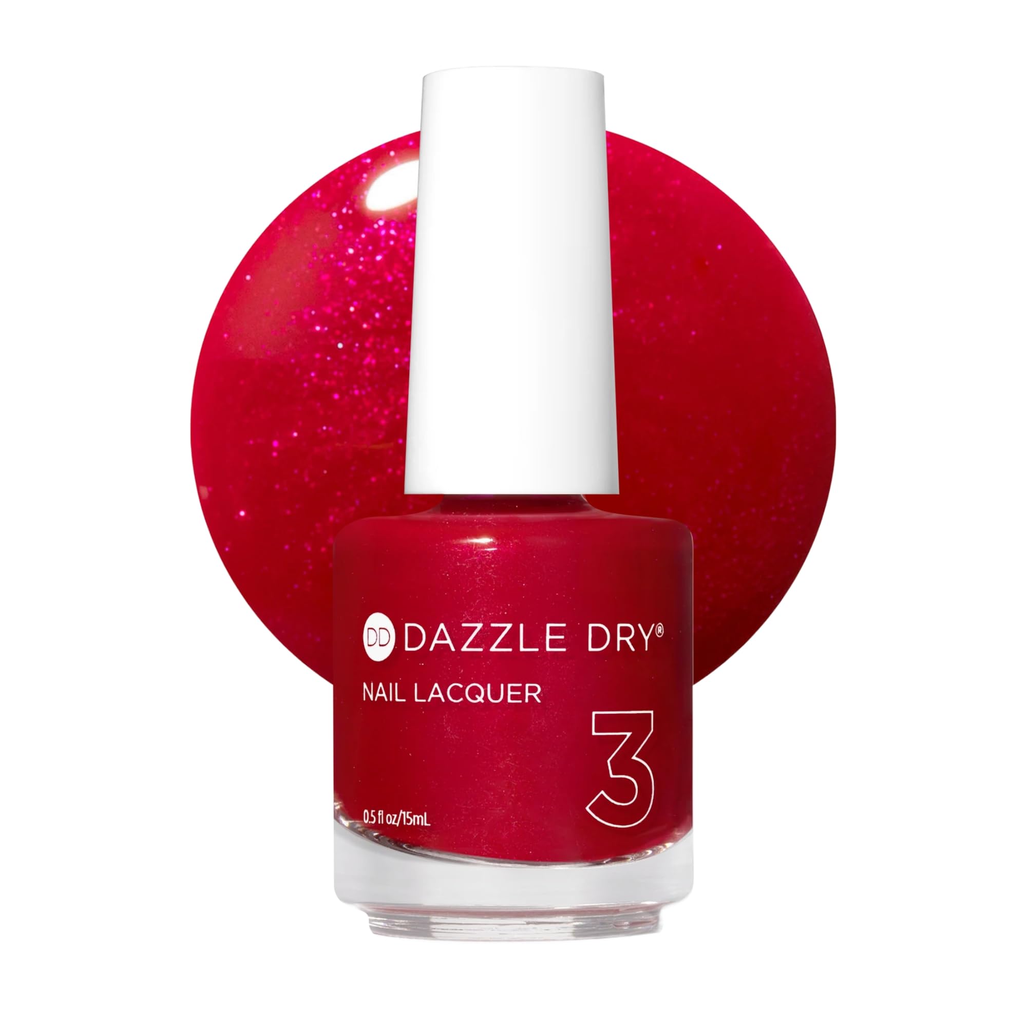 Dazzle Dry Nail Lacquer (Step 3) - High Velocity Red - A classic full coverage red with subtle magenta shimmer. Full coverage shimmer. (0.5 fl oz)