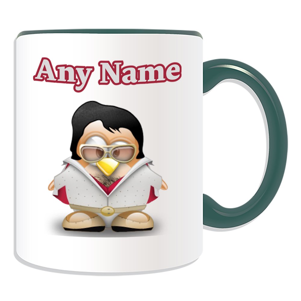 Personalised Gift - Elvis Presley Mug (Penguin History Celebrity Costume Design Colour) Name Message Unique Star Silly Funny Novelty Singer King Pop Dancer Actor Album Music Award Rock Musician Roll