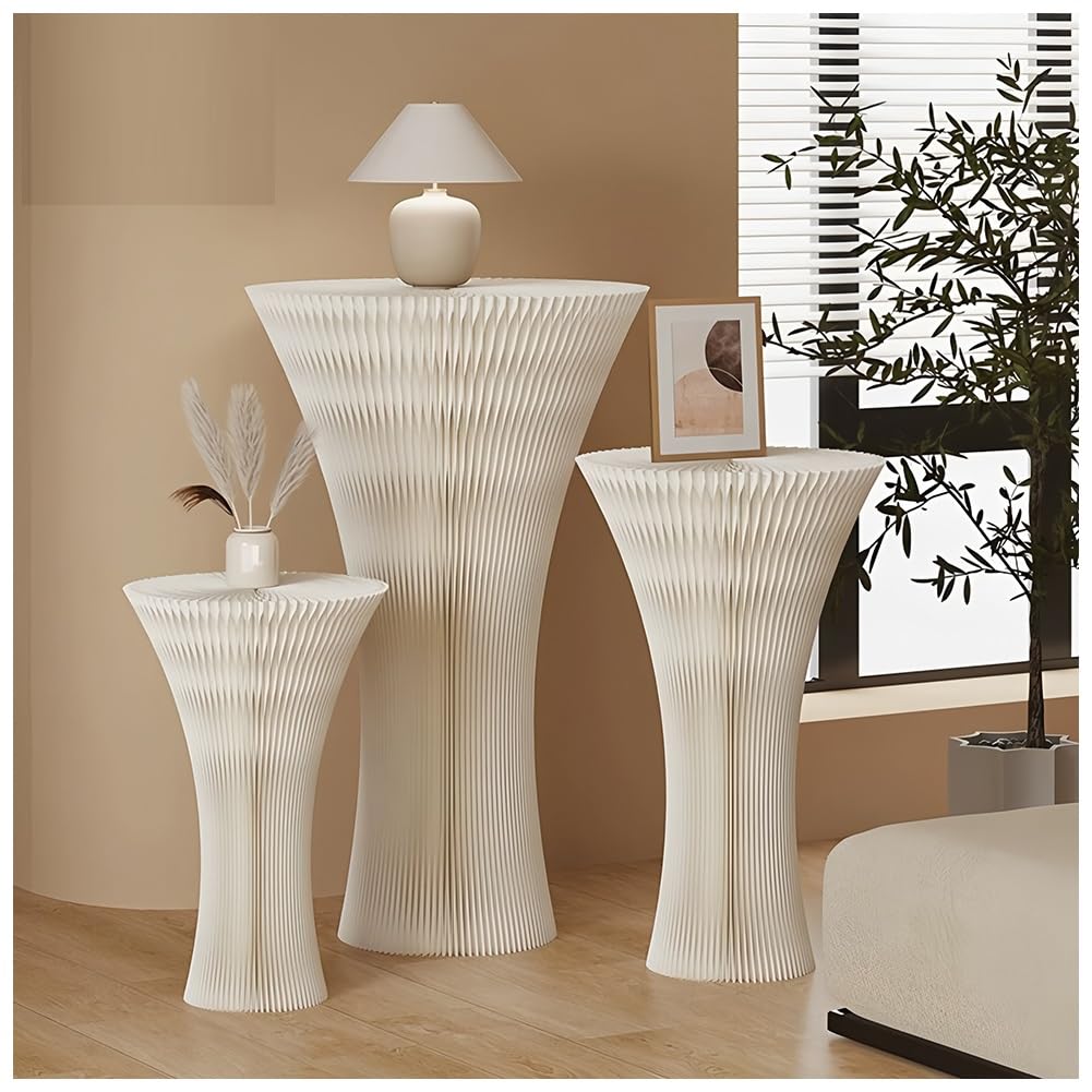 LXHELIVERY Folding Honeycomb Display Stand - Lightweight Paper Pedestal Stand For Retail, Wedding Centerpiece, Product Showcase & Vendor Booth - Portable Column Table(White,40x68cm/15.7x26.8)