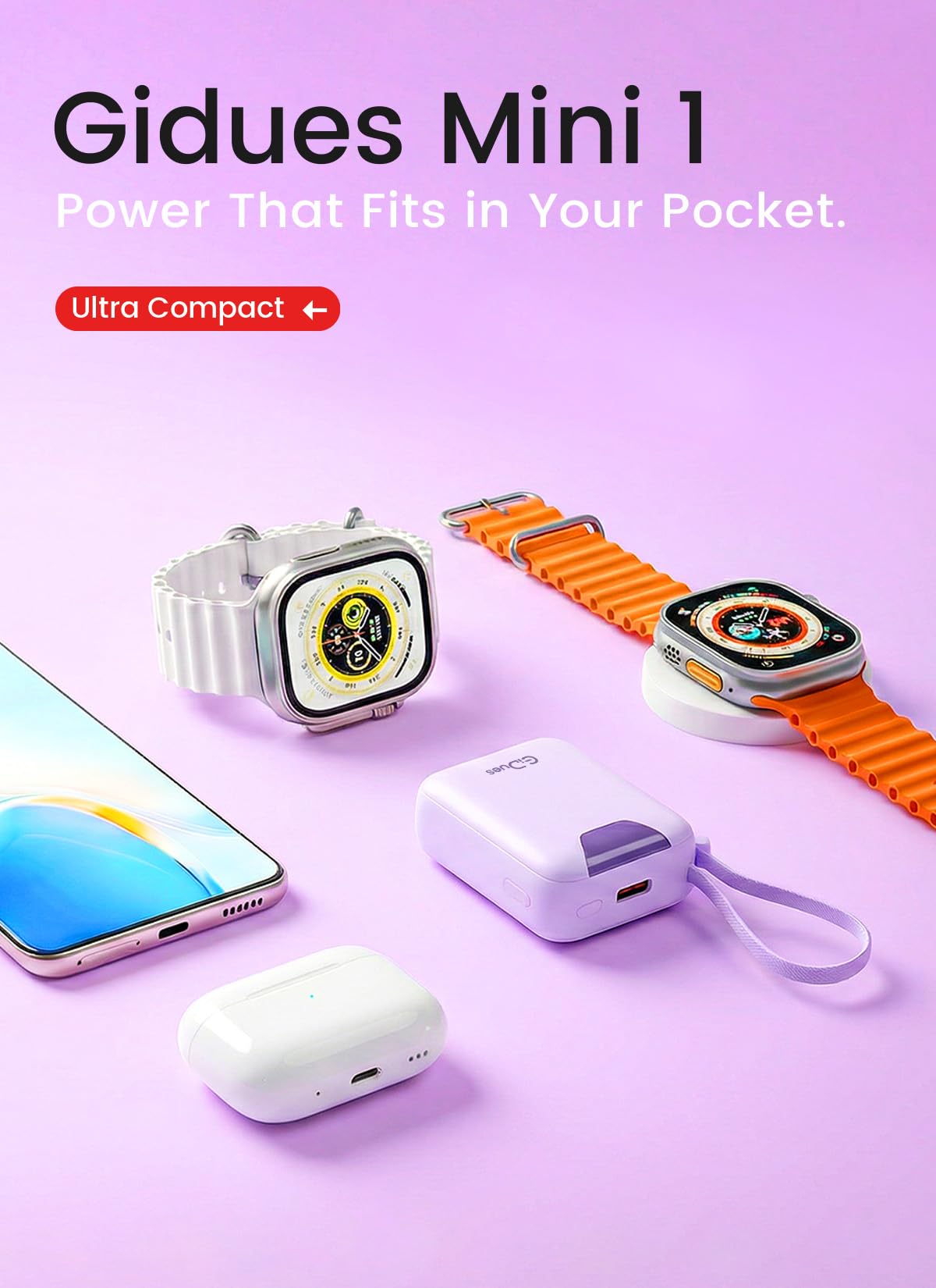 Cargador portátil con cable integrado, batería externa ultracompacta de 10000 mAh, carga rápida PD de 22.5 W, salida triple, Tpye-C, batería externa de tamaño pequeño para iPhone, Samsung