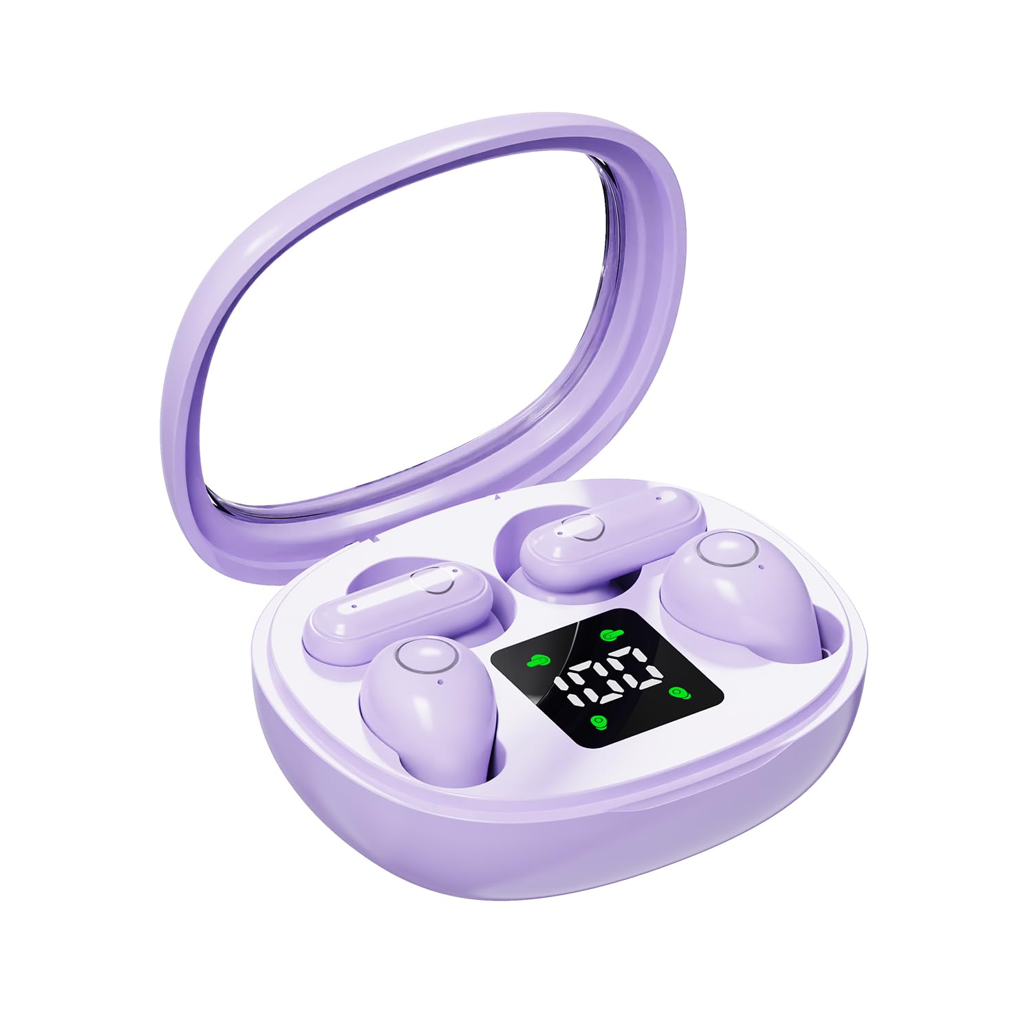 Auriculares inalámbricos Bluetooth invisibles, tamaño pequeño, juego de auriculares deportivos y para dormir, 2 pares, diseño de mango mini y corto, para el trabajo, deportes, dormir (morado)