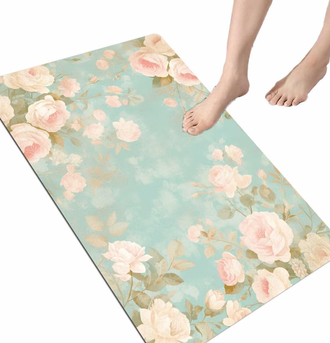 Tapis de bain rose 160x230cm en pierre absorbante pour douche