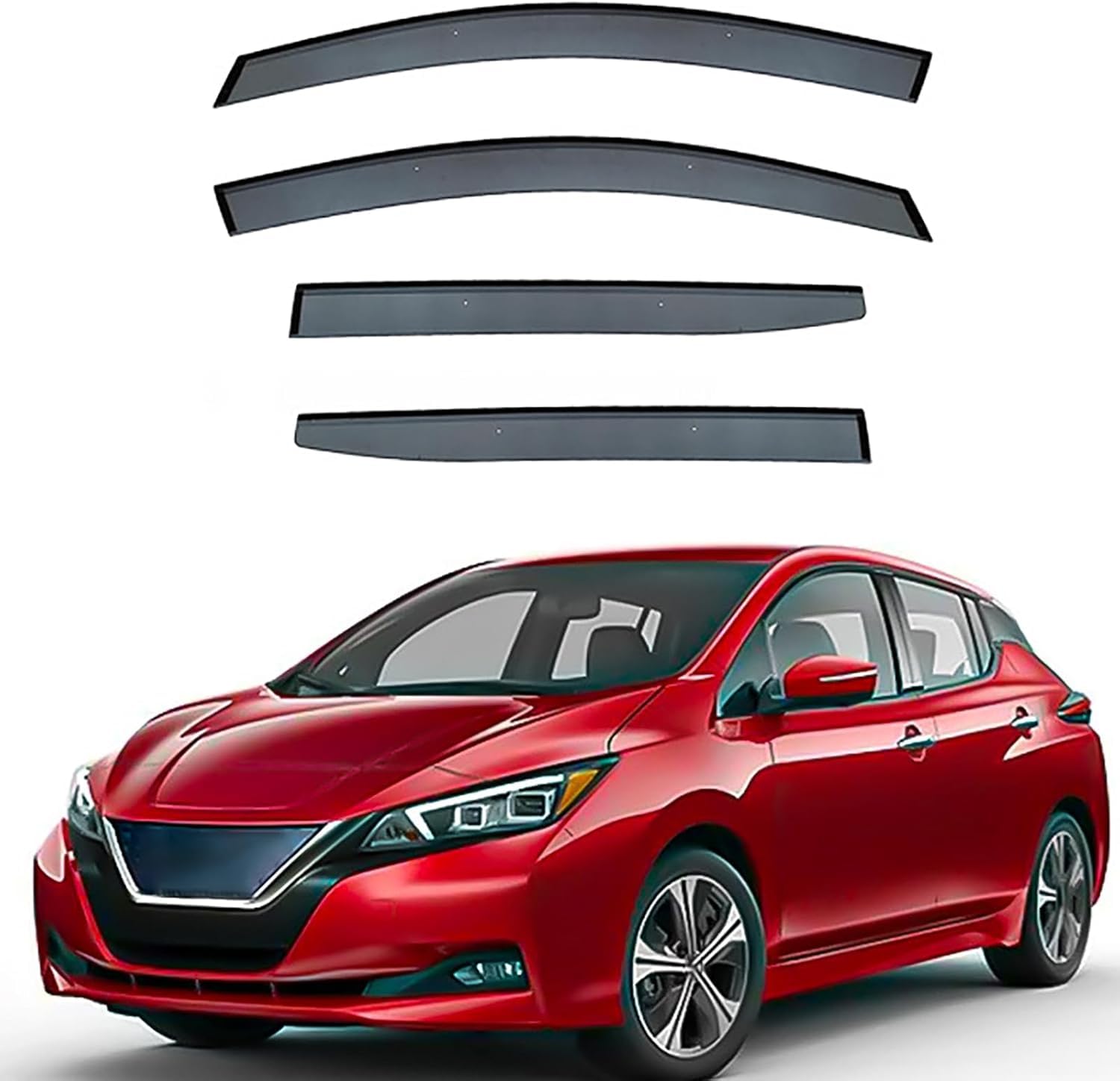 FengXH Window Deflectors for Nissan Leaf MK2-ZE1 2018+ - 4pc Smoke Tint, Waterproof, Noise Reducing.