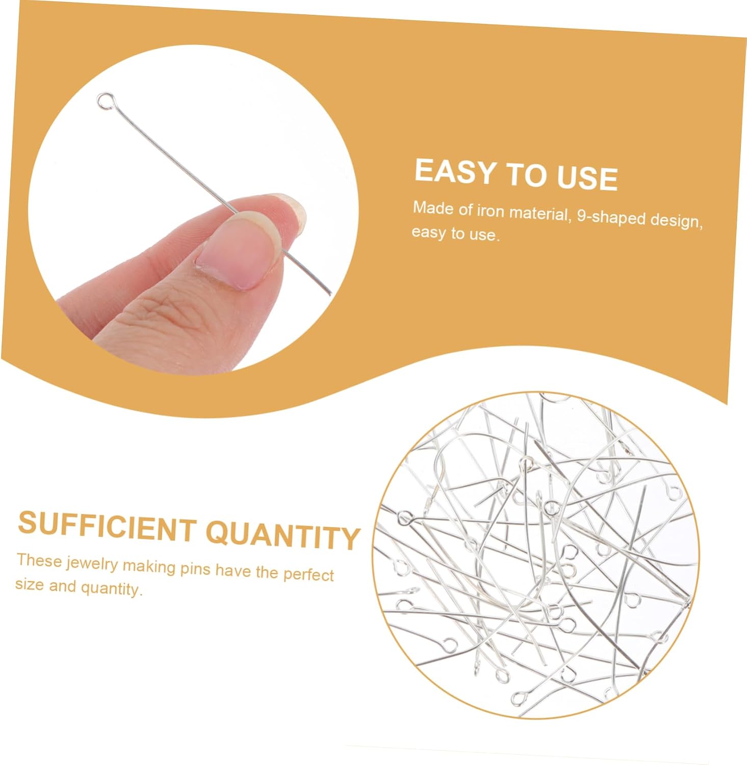 SEWACC 2bags Iron Nine Word Beading Needles Silver Metal DIY Jewelry Making Accessories for Connecting Beads Charms and Pendants for Bracelets and Earrings
