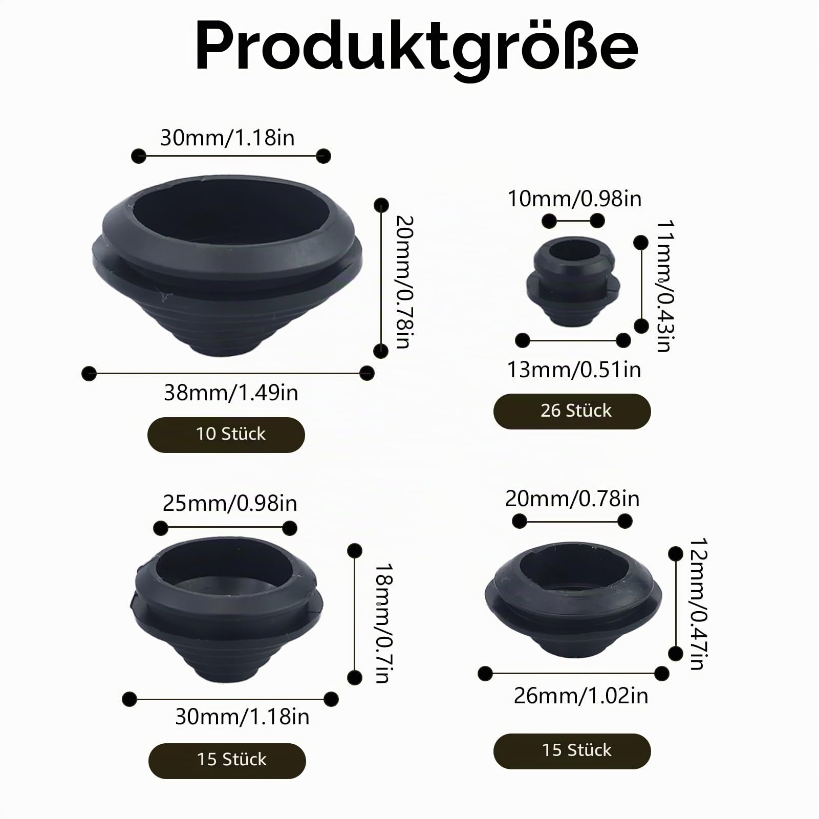 66 StüCk Gummi KabeldurchfüHrung,Flexibles Gummi Tower Kabeldichtungen,Wasserdicht KabeltüLlen,KabeldurchfüHrung Dichtungsschutz Ring Loch 10/20/ 25/30 mm,Zum Schutz Von DräHten, Kabelverbindern