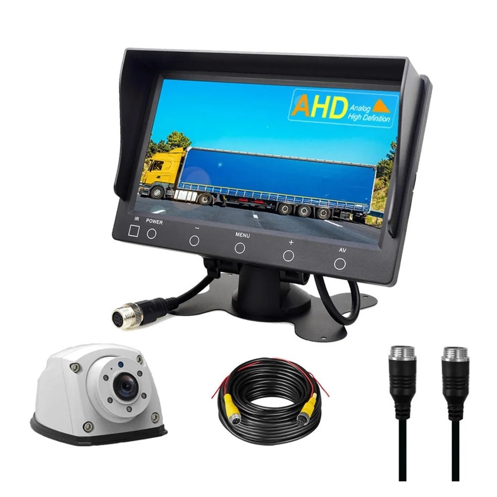 Zestaw Kamer Przyczepy 7-calowy Monitor Samochodowy 1080P Cofania Zapasowa Kamera Boczna Z Noktowizorem Do Ciężarówki RV Bus Van Stabilna Transmisja SygnałU(AHD Camera Kit - 10m)