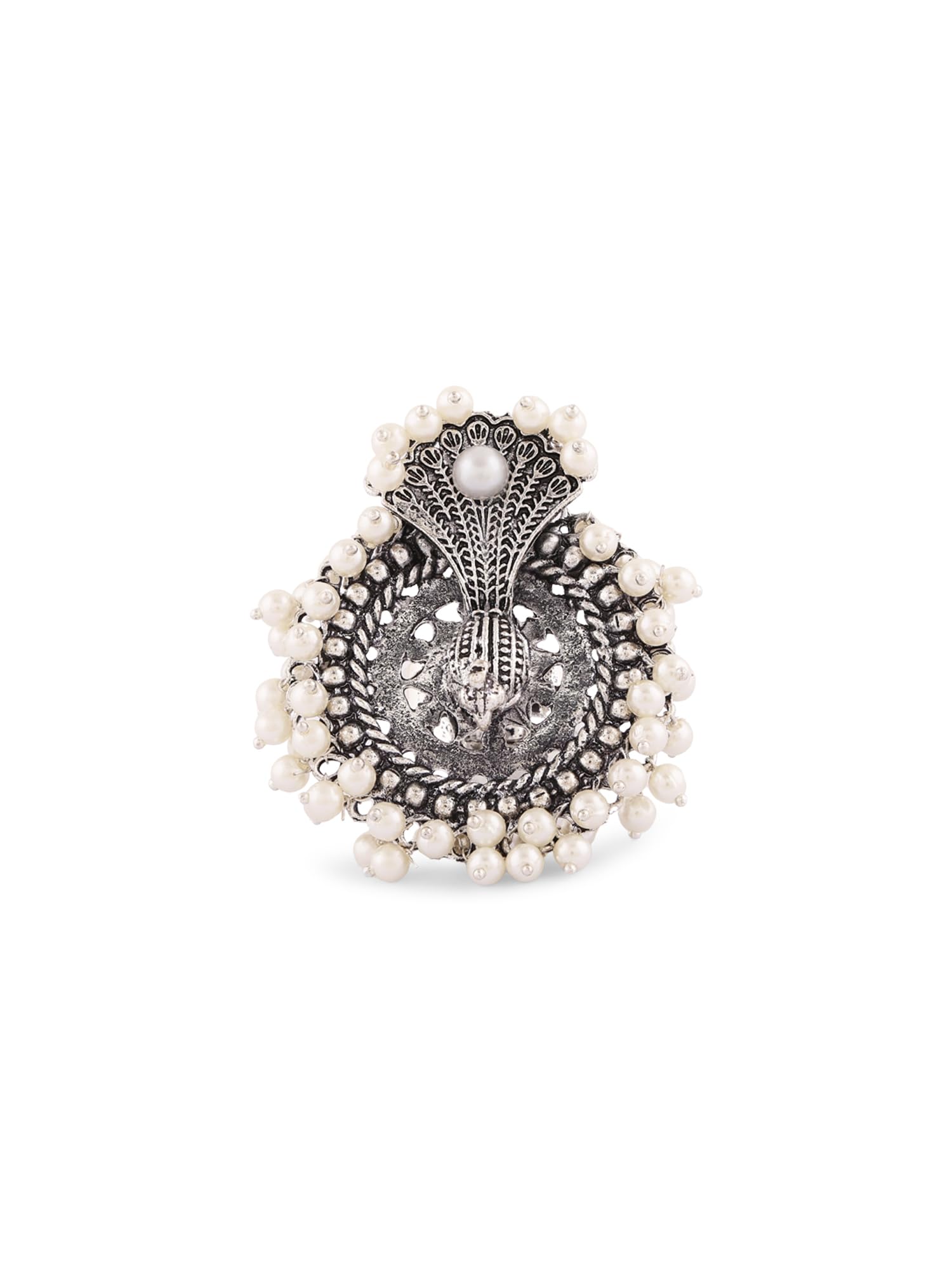 ZAVERI PEARLS Silver Peacock Design Antique Oxidised Adjustable Finger Ring For Women-ZPFK16651 (B0CKZCY4BW) Amazon Price History, Amazon Price Tracker