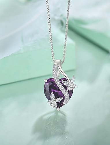 Miniatura 4 de Vesitim Colgante de corazón infinito de plata de ley 925, collar de mariposa para mujer, regalo de joyería con piedra natal de circonita cúbica