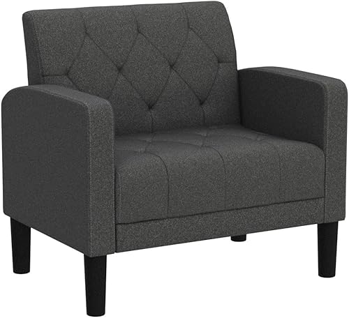 Miniatura 4 de VAMEPOLE Silla decorativa, cómoda silla de sala de estar, acogedora silla decorativa copetuda moderna de mediados de siglo, silla tapizada con brazo