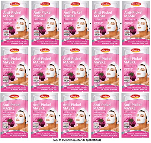 Preisvergleich Produktbild Schaebens Anti-Pickel Gesichtsmaske - mit Teebaumöl, pflanzlichem Wirkkomplex, Panthenol - (15 x 2 Einheiten. 5 mL je Einheit - Für 30 Anwendungen) - bei unreiner und fettiger Haut