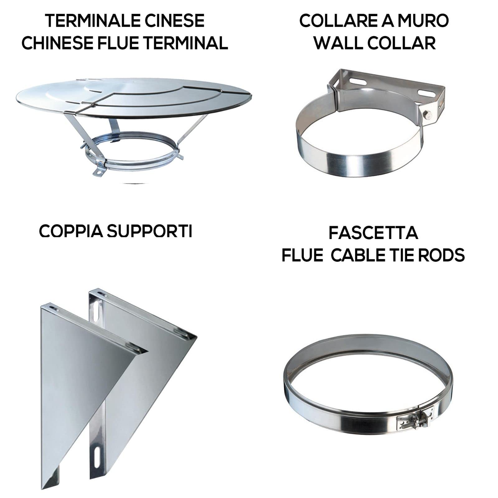 Kit Fumi Diametro 80 - Flessibile in Acciaio Inox con 9mt di tubo flessibile, Kit scarico fumi per Cappa Cucina, Stufa a Pellet e Legna, Caldaie, Camini | Brico Kit