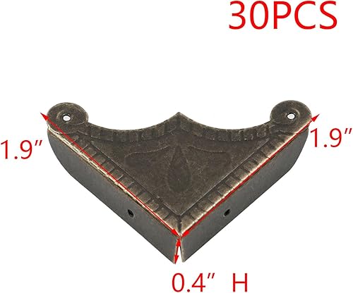 Miniatura 7 de T Tulead Protector de borde de caja, soporte decorativo de esquina de hierro antiguo, accesorios de 1.5 x 1.5 x 0.35 pulgadas, 30 piezas con clavos