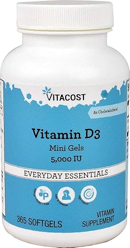 Vitacost Vitamina D3-5000 UI - 365 Cápsulas Blandas - Mini Geles