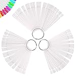 150 Pcs Clear Nail Swatch Sticks with Ring, Fan Shape Nail Art Polish Display Tips, False Nail Sample Sticks, Nail Practice Color Display, Transparent Polish Board for Nails